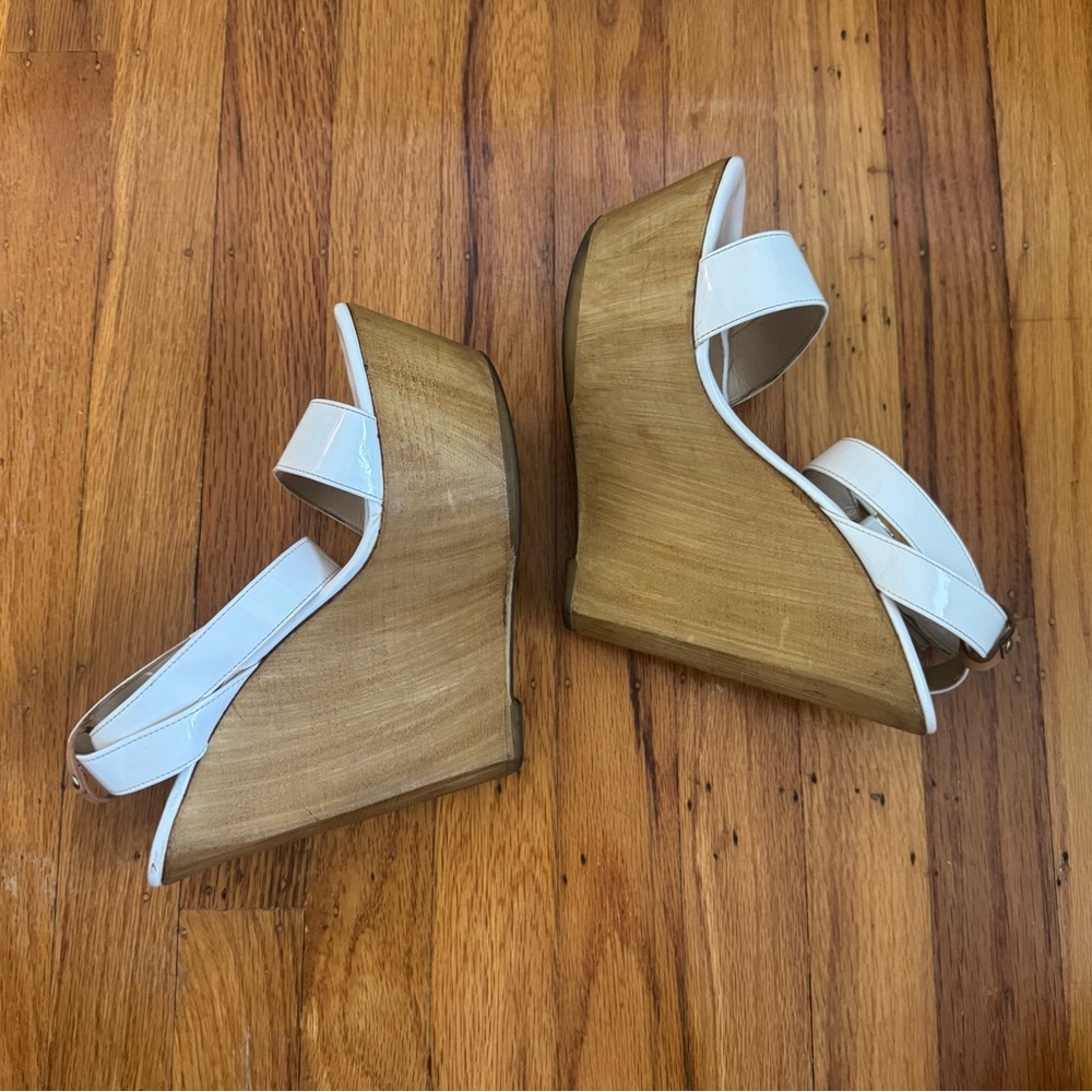 Steve Madden white and Tan Platform Heels with ankle strap - Picture 2 of 7